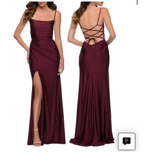 NWT La Femme Square Neck Shiny Jersey Gown size 12